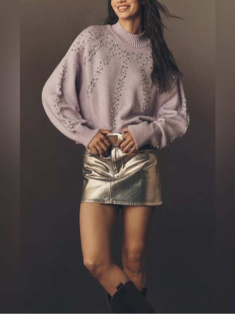 NWT Size L - Anthropologie Pilcro Mock-Neck Embellished Sweater (NWT US$128) - Picture 14 of 16